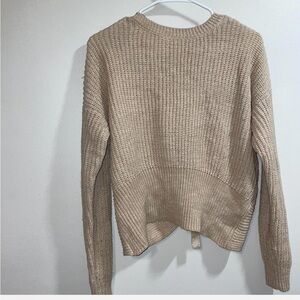 Tan Sweater with open back and bow - large